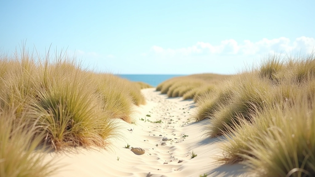 Wide sand dunes with marram grass and coastal walking path at Bull Island reserve